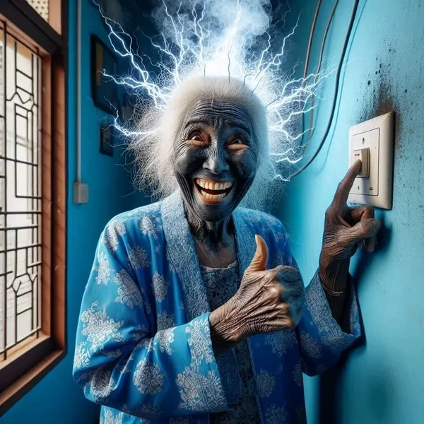 Dark Humor Electric Shock Portrait