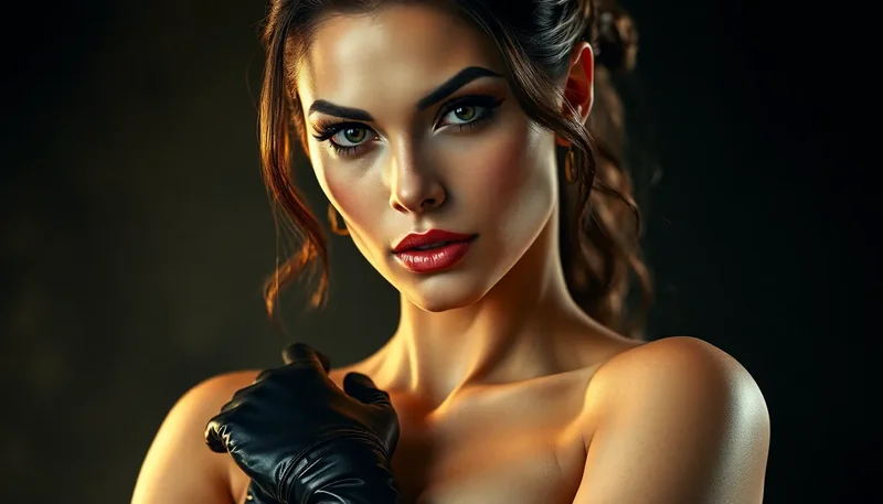 Elegant Dominatrix Oil Painting Portrait | Latex Sheen
