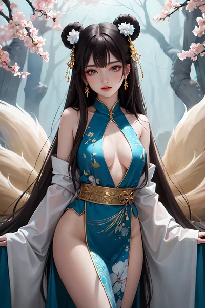 Nine-Tailed Fox Girl Fantasy Art