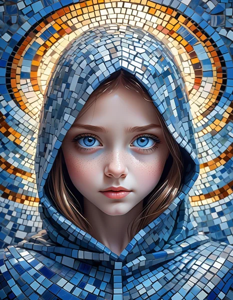 Mosaic Girl Surreal Portrait