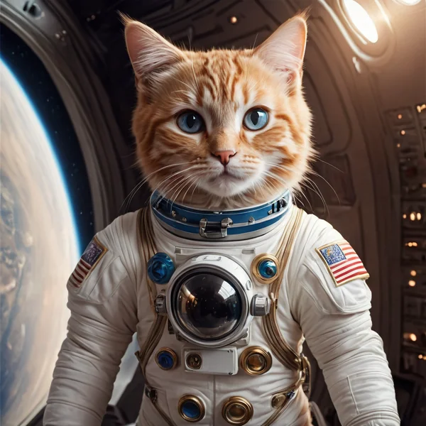Cute Cat Astronaut 8K Artwork