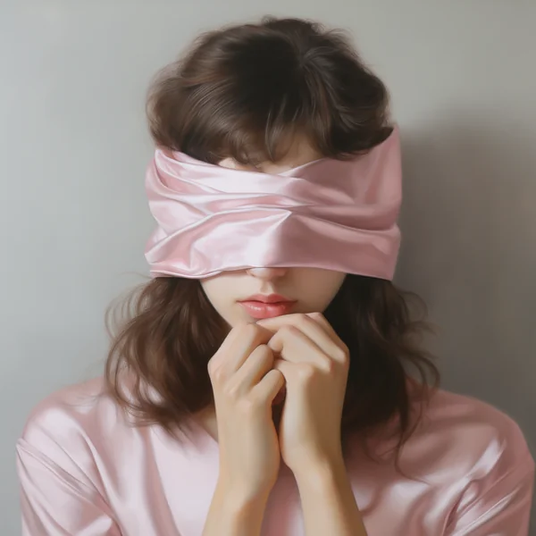 Blindfolded Woman Pastel Portrait