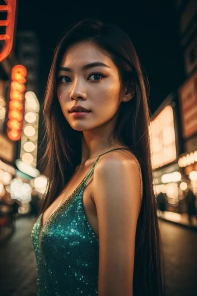 Neon Market Beauty Portrait