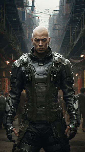Cyberpunk Soldier Arena Portrait