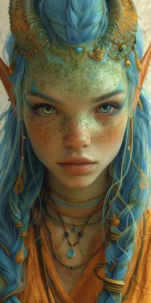 Alien Blue Hair Portrait