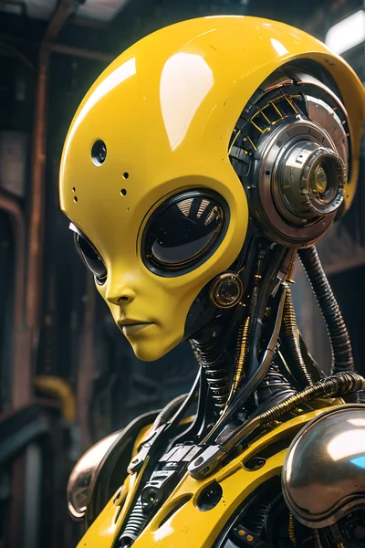 Cyberpunk Alien 3D Close-Up