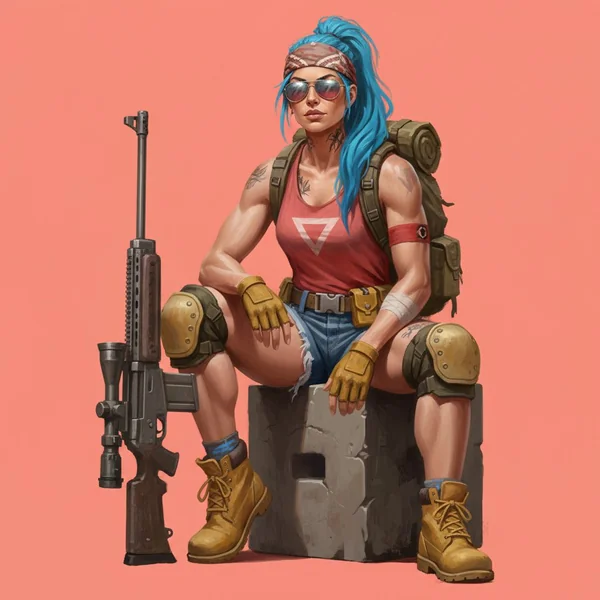 Full - Body Post - Apocalyptic Portrait of Athletic Woman