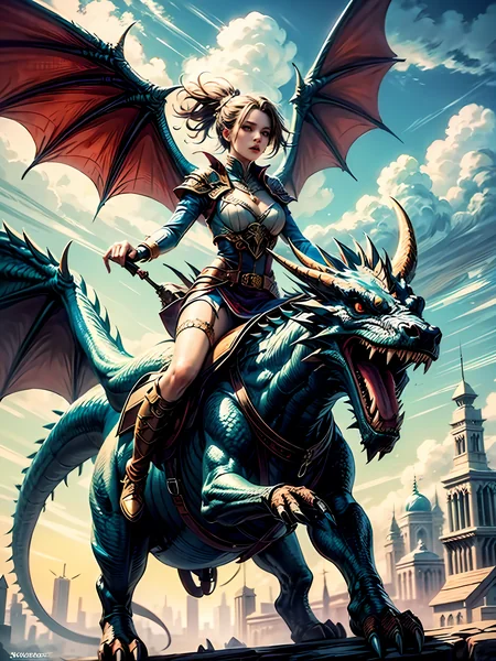 Girl Riding Dragon Fantasy Epic