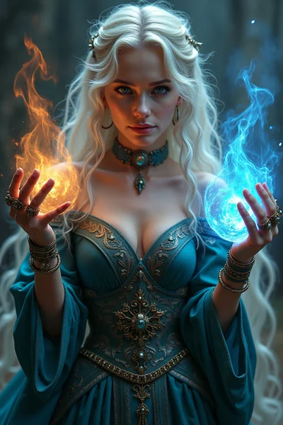 Elemental Wizard Woman Fantasy Art