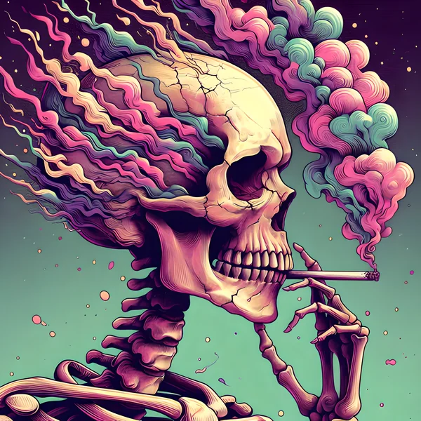 Smoking Skeleton Digital Illustration