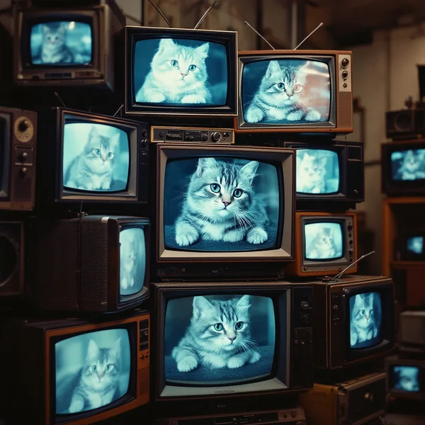 Vintage TV Stack AI Video Scene
