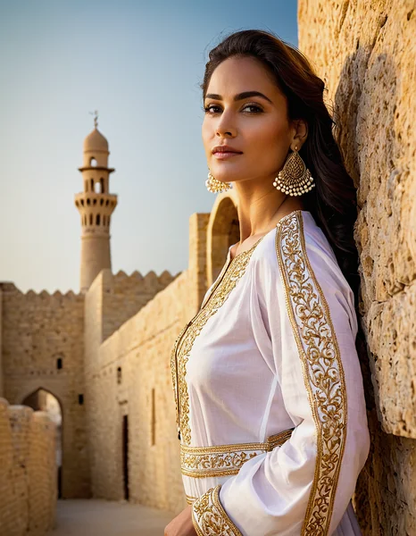 Bahraini Woman in Traditional Thobe