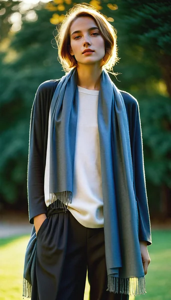 Golden Hour Scarf Portrait