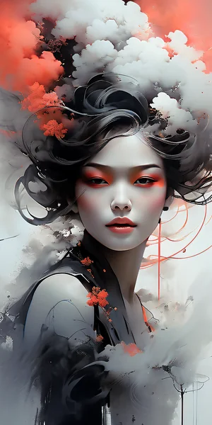 Smoky Coral Highlight Woman Portrait