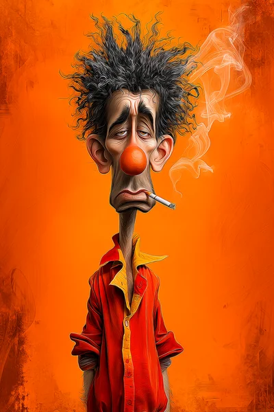 Grumpy Clown Caricature Illustration