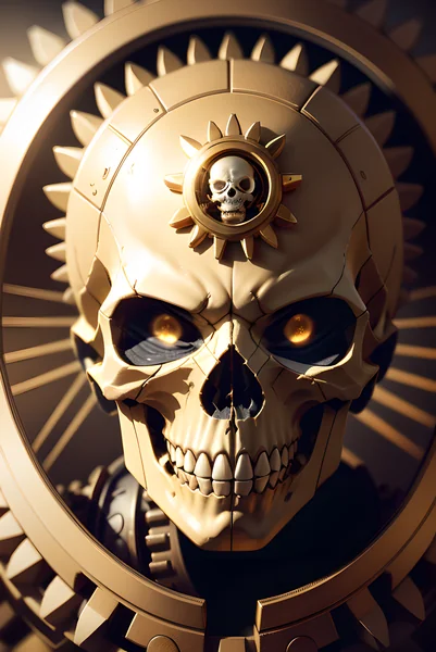 Mechanical Skull Gold Portrait