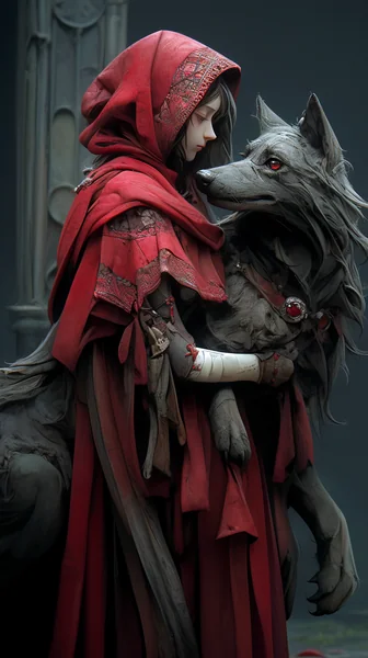 Dark Red Riding Hood Horror Art