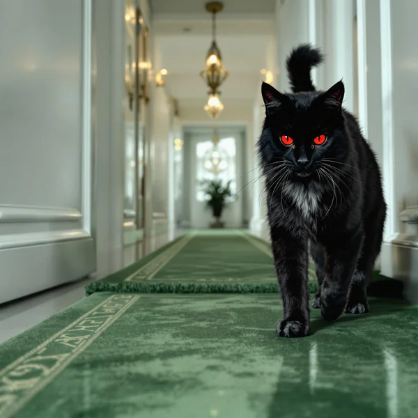 Demonic Black Cat Fantasy Scene