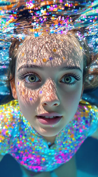Underwater Woman Colorful Portrait
