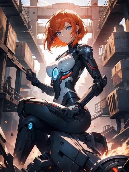 Steampunk Anime Cyborg Girl Art