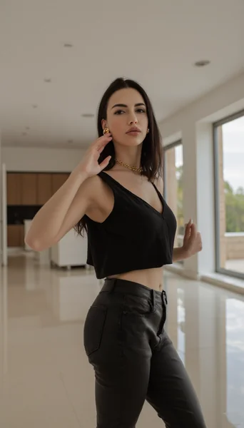 Confident Woman in Modern Environment: Style and Poise