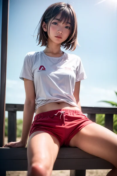 Asian Lifeguard Sunlit Portrait