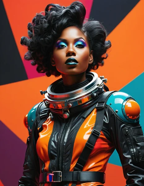Avant-Garde Black Spacewoman Art