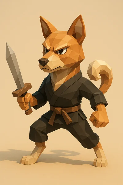 Low-Poly Dog Warrior 3D Character
