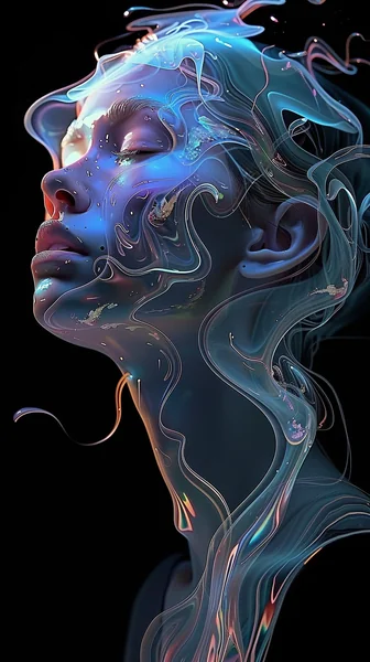 Opalescent Hair Trippy Portrait