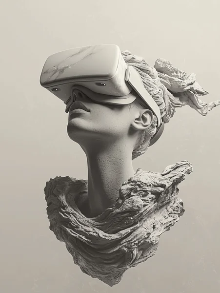 VR Statue Woman Monochrome Art