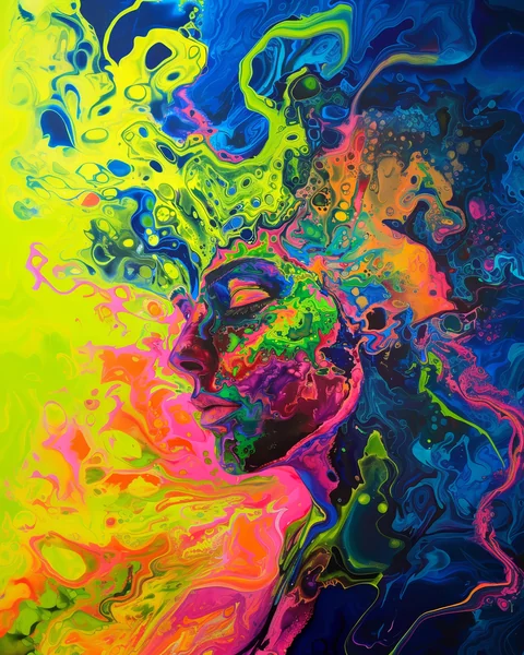 Psychedelic Neon Woman Painting