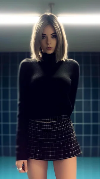 Bathroom Hall Fashion Portrait Woman