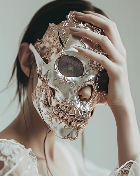 Skull Mask Fashion Editorial Portrait