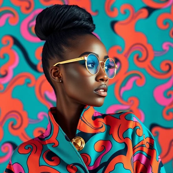 High - Resolution Fashion Portrait of Dark - Skinned Woman