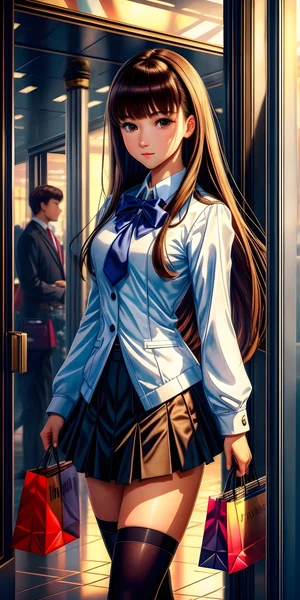 Shopping Mall Anime Schoolgirl Scene