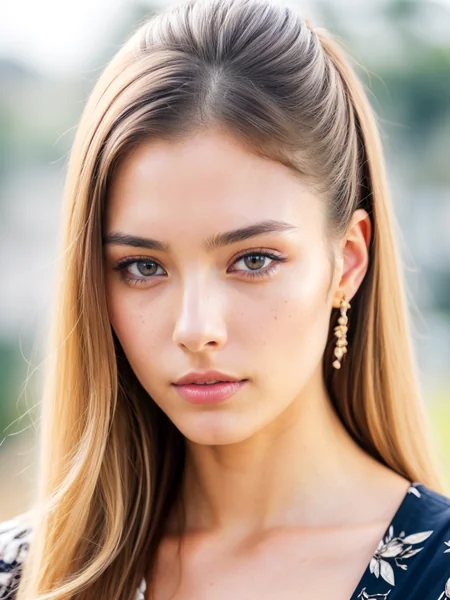 European Woman Floral Portrait