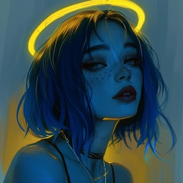 Neon Angel Girl Solarpunk Art