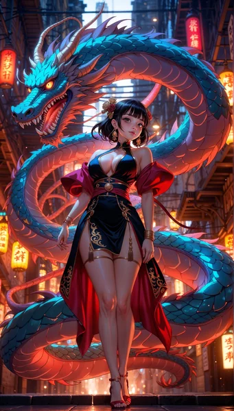 Cyberpunk Dragon Fantasy Artwork