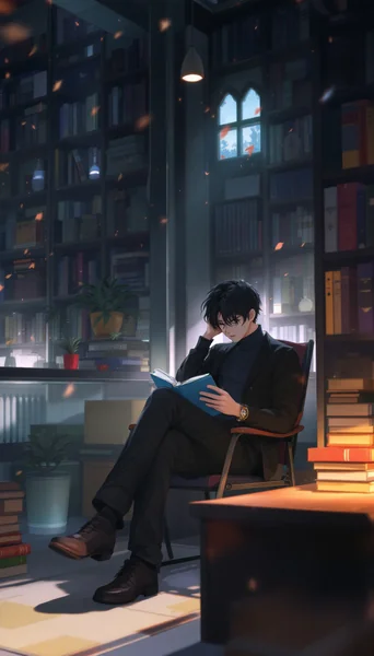 Dark Academia Anime Boy AI Art