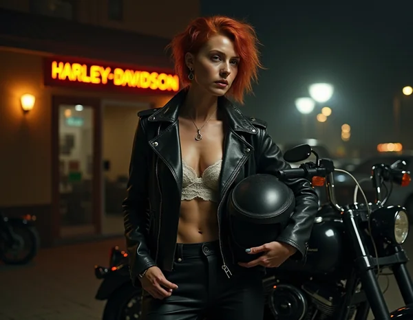 British Punk Woman Harley Scene