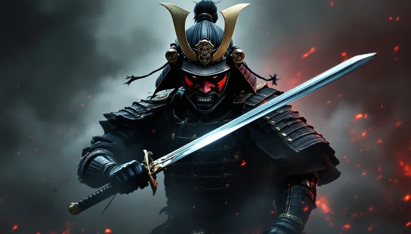 Demonic Samurai Battle Portrait
