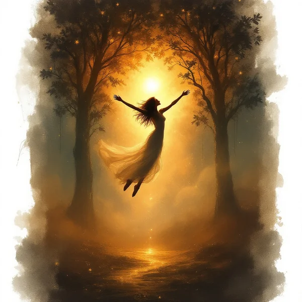 Dreamlike Sunset Woman Painting