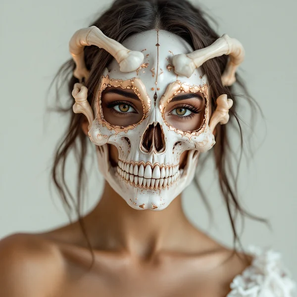 Skull Mask Fashion Editorial Portrait