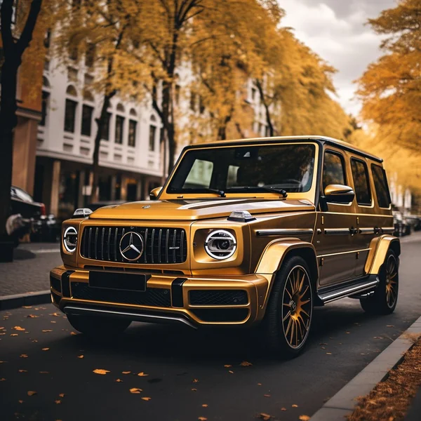 Gold Mercedes AMG G63 AI Photography