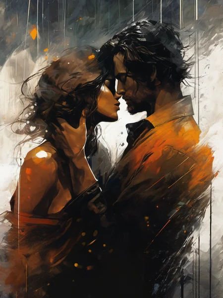 Nostalgic Rainy Love Digital Painting