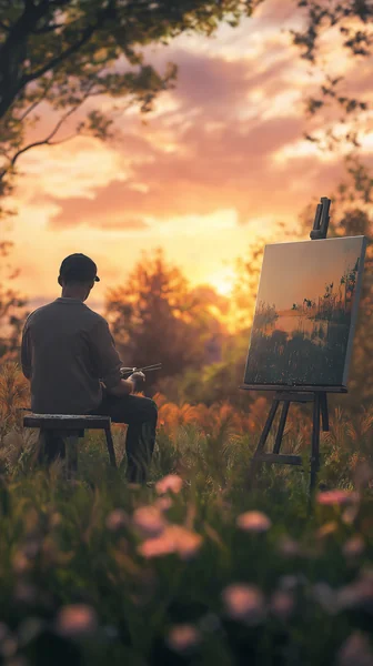 Outdoor Painter Realistic Scene