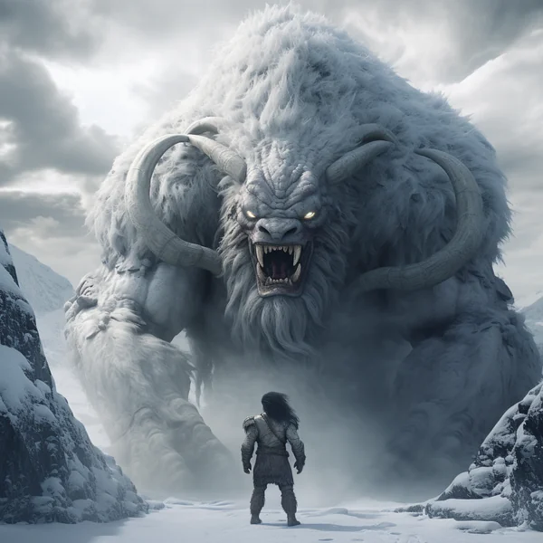 Epic Snow Monster Fantasy Landscape