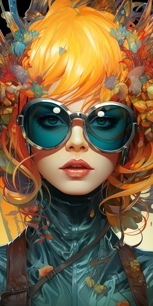 Futuristic Girl with Glasses Art