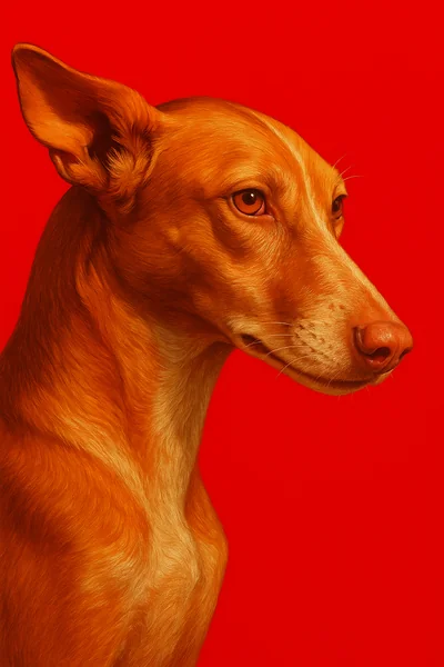 Elegant Dog Portrait Red Background