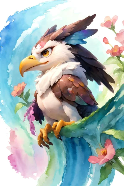 Watercolor Eagle Fantasy Portrait